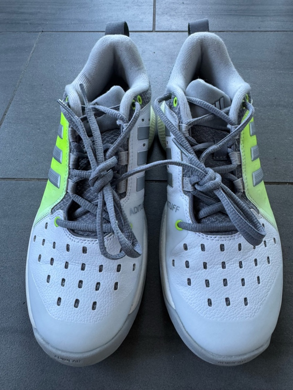 Adidas White & Neon Green Pickleball Sneakers